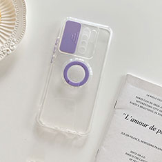 Ultra-thin Transparent TPU Soft Case Cover with Stand for Xiaomi Poco M2 Purple