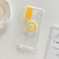 Ultra-thin Transparent TPU Soft Case Cover with Stand for Xiaomi Poco M2 Yellow