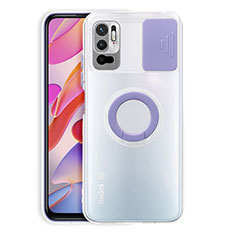 Ultra-thin Transparent TPU Soft Case Cover with Stand for Xiaomi POCO M3 Pro 5G Purple