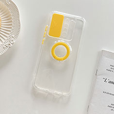 Ultra-thin Transparent TPU Soft Case Cover with Stand for Xiaomi Redmi 9 Prime India Yellow