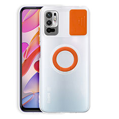 Ultra-thin Transparent TPU Soft Case Cover with Stand for Xiaomi Redmi Note 10 5G Orange