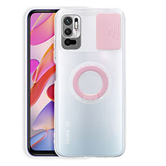 Ultra-thin Transparent TPU Soft Case Cover with Stand for Xiaomi Redmi Note 10 5G Pink