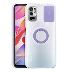 Ultra-thin Transparent TPU Soft Case Cover with Stand for Xiaomi Redmi Note 10 5G Purple