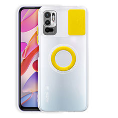 Ultra-thin Transparent TPU Soft Case Cover with Stand for Xiaomi Redmi Note 10 5G Yellow