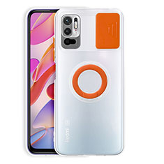 Ultra-thin Transparent TPU Soft Case Cover with Stand for Xiaomi Redmi Note 10T 5G Orange