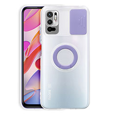 Ultra-thin Transparent TPU Soft Case Cover with Stand for Xiaomi Redmi Note 10T 5G Purple