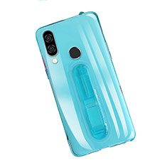 Ultra-thin Transparent TPU Soft Case Cover with Stand S01 for Huawei P20 Lite Blue