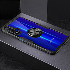 Ultra-thin Transparent TPU Soft Case with Finger Ring Stand for Huawei Honor 20 Black