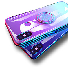 Ultra-thin Transparent TPU Soft Case with Finger Ring Stand for Xiaomi Mi 8 Blue