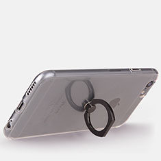 Ultra-thin Transparent TPU Soft Case with Finger Ring Stand S01 for Apple iPhone 6 Black