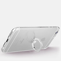 Ultra-thin Transparent TPU Soft Case with Finger Ring Stand S01 for Apple iPhone 6 Silver