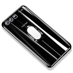 Ultra-thin Transparent TPU Soft Case with Finger Ring Stand S01 for Huawei Honor 9 Premium Black