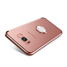 Ultra-thin Transparent TPU Soft Case with Magnetic Finger Ring Stand S01 for Samsung Galaxy S8 Rose Gold