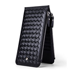 Universal Diamond Leather Wristlet Wallet Handbag Case for Samsung Galaxy A01 SM-A015 Black