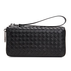 Universal Diamond Leather Wristlet Wallet Handbag Case H15 for Vivo X90 5G Black