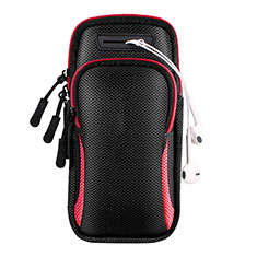 Universal Gym Sport Running Jog Arm Band Strap Case A01 for Wiko Jerry 3 Red and Black