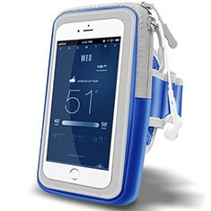 Universal Gym Sport Running Jog Arm Band Strap Case A02 for HTC Desire 21 Pro 5G Blue