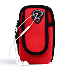 Universal Gym Sport Running Jog Arm Band Strap Case A04 for Handy Zubehoer Mikrofon Fuer Smartphone Red