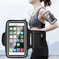 Universal Gym Sport Running Jog Arm Band Strap Case B02 for Handy Zubehoer Mikrofon Fuer Smartphone Black