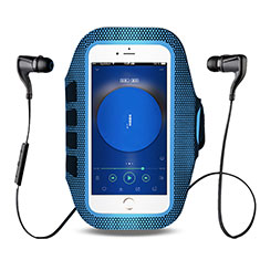 Universal Gym Sport Running Jog Arm Band Strap Case B17 for HTC Desire 21 Pro 5G Blue