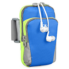 Universal Gym Sport Running Jog Arm Band Strap Case B22 for HTC Desire 21 Pro 5G Blue