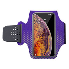 Universal Gym Sport Running Jog Arm Band Strap Case G04 for Handy Zubehoer Mikrofon Fuer Smartphone Purple