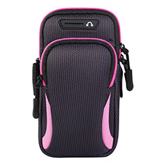 Universal Gym Sport Running Jog Arm Band Strap Case L01 for Handy Zubehoer Mikrofon Fuer Smartphone Pink