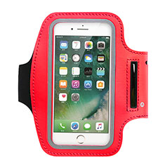 Universal Gym Sport Running Jog Arm Band Strap Cover B02 for Handy Zubehoer Mikrofon Fuer Smartphone Red