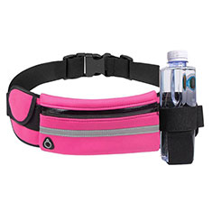 Universal Gym Sport Running Jog Belt Loop Strap Case S16 for Sharp Aquos R7s Hot Pink