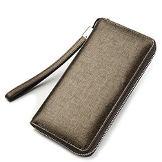 Universal ilkworm Leather Wristlet Wallet Handbag Case H04 for Sony Xperia 10 III SOG04 Gold