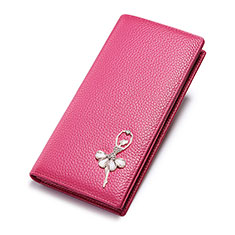 Universal Leather Wristlet Wallet Handbag Case Dancing Girl for Vivo X90 5G Hot Pink