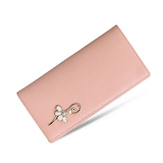 Universal Leather Wristlet Wallet Handbag Case Dancing Girl for HTC Desire 21 Pro 5G Pink