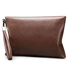 Universal Leather Wristlet Wallet Handbag Case H01 for Vivo Y100A 5G Brown