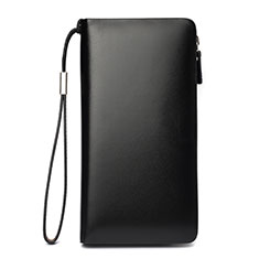 Universal Leather Wristlet Wallet Handbag Case H03 for Accessoires Telephone Support De Voiture Black