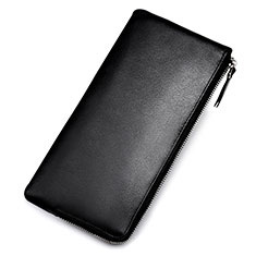 Universal Leather Wristlet Wallet Handbag Case H05 for Vivo X90 5G Black
