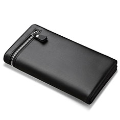 Universal Leather Wristlet Wallet Handbag Case H06 for Accessoires Telephone Support De Voiture Black
