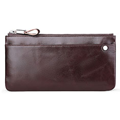 Universal Leather Wristlet Wallet Handbag Case H08 for Wiko Rainbow Jam 4G Brown