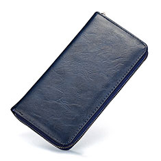 Universal Leather Wristlet Wallet Handbag Case H09 for Samsung Galaxy A01 SM-A015 Blue