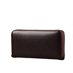 Universal Leather Wristlet Wallet Handbag Case H10 for Motorola Moto Edge 40 5G Brown