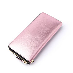 Universal Leather Wristlet Wallet Handbag Case H22 for Oppo Find N2 5G Pink