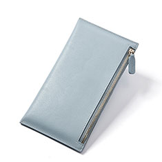 Universal Leather Wristlet Wallet Handbag Case H23 for HTC Desire 21 Pro 5G Sky Blue