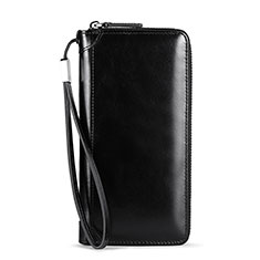 Universal Leather Wristlet Wallet Handbag Case H32 for Sony Xperia M4 Aqua Black