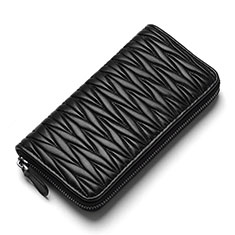 Universal Leather Wristlet Wallet Handbag Case H35 for Bq Vsmart joy 1 Black