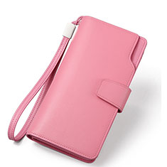 Universal Leather Wristlet Wallet Handbag Case H38 for Asus Zenfone 9 Pink