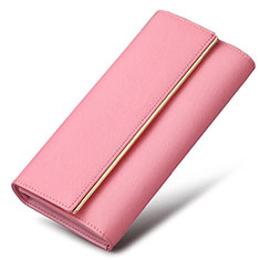 Universal Leather Wristlet Wallet Handbag Case K01 for Vivo T1 5G India Pink