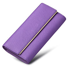 Universal Leather Wristlet Wallet Handbag Case K01 for Oppo Find N2 5G Purple