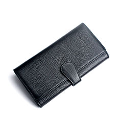 Universal Leather Wristlet Wallet Handbag Case K02 for Vivo Y100A 5G Black