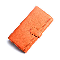 Universal Leather Wristlet Wallet Handbag Case K02 for Nokia 1.4 Orange