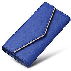 Universal Leather Wristlet Wallet Handbag Case K03 for Wiko View Lite Blue