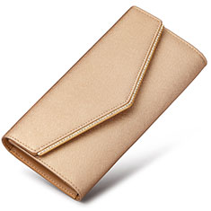 Universal Leather Wristlet Wallet Handbag Case K03 for HTC Desire 21 Pro 5G Gold